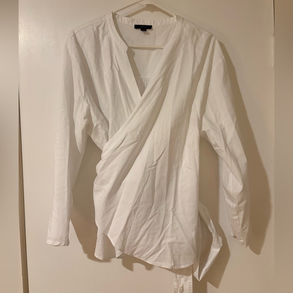 J. Crew White Casual Wrap Shirt